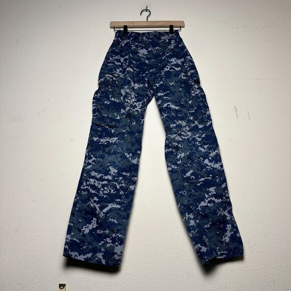 US Navy Military Camo Uniform Blue Digital Print USN Adjustable Cargo Pant Men S - Picture 1 of 13